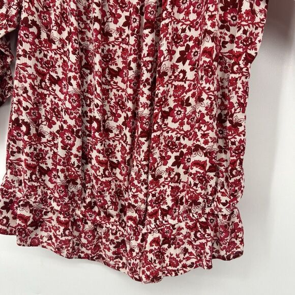 In Studio Boho Peasant Top Pink Ditsy Floral Elastic Waist 3/4 Sleeves Size 1X - Picture 6 of 11